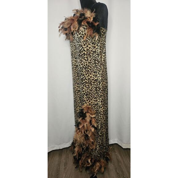 Vintage Leopard Costume Dress Maxi Sleeveless Dress Halloween Glam Size 8/10 - Picture 4 of 8